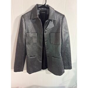 Vintage 90s/00s Wool Utility Jacket – Made in USA – Silver Textured – CARR